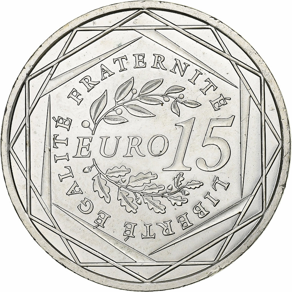 Francja, 15 Euro, Semeuse, 2008, Srebro, MS(63), Gadoury:2, KM:1535