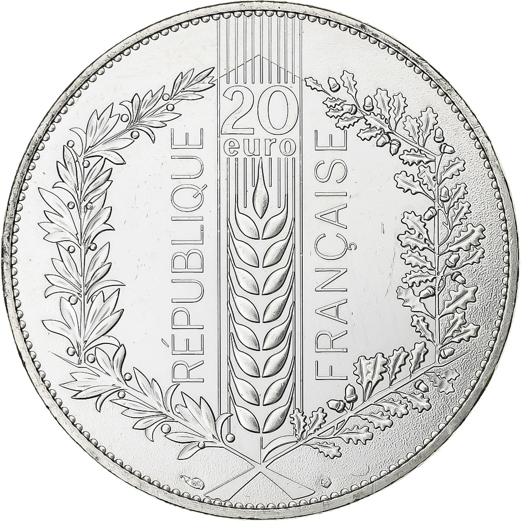 France, 20 Euro, Le Chêne, 2020, Paris, Silver, MS(65-70)