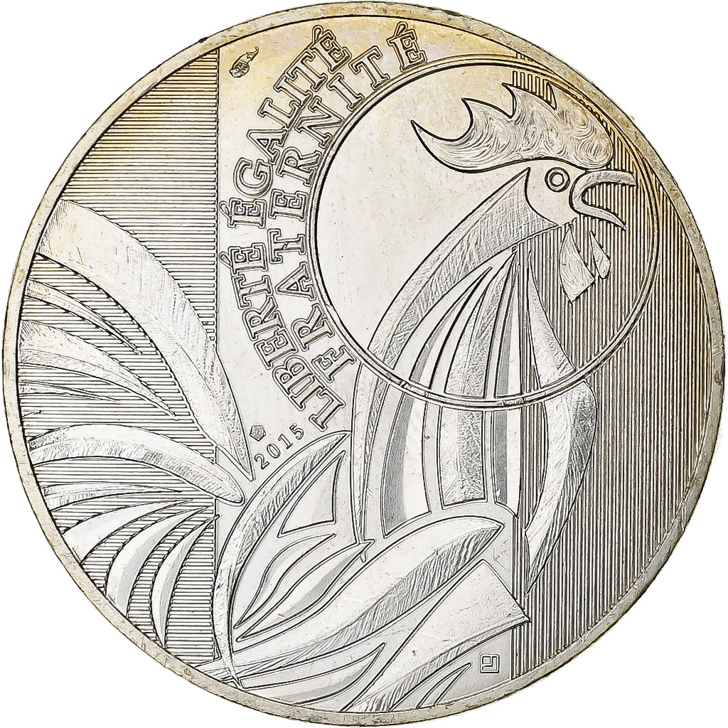 France, 10 Euro, Coq, 2015, Monnaie de Paris, Silver, MS(64)