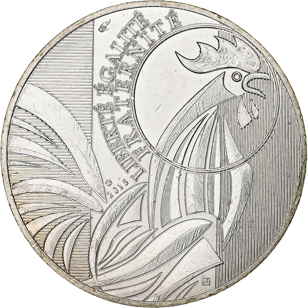 Francja, 10 Euro, Coq, 2015, Monnaie de Paris, Srebro, MS(64)