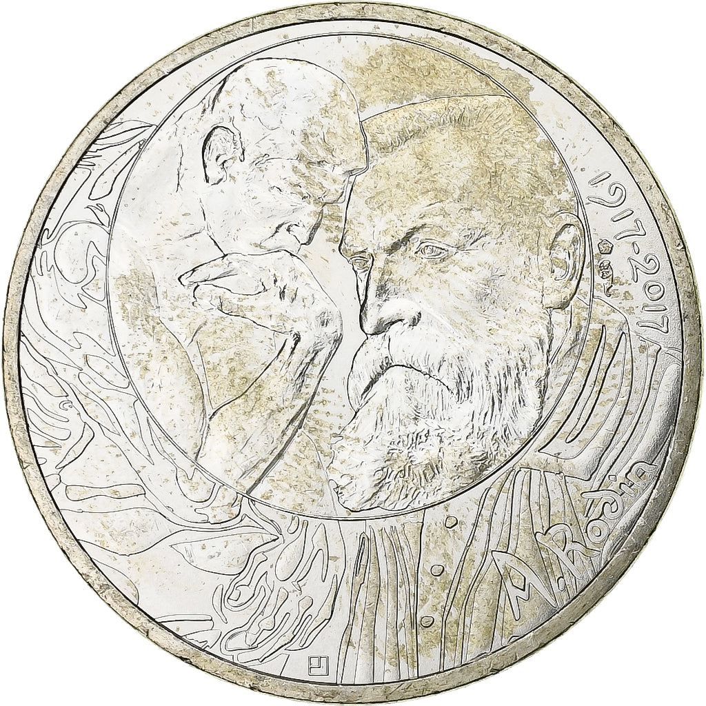 Francja, 10 Euro, Centenaire du décès d'Auguste Rodin, 2017, Srebro, AU(55-58)