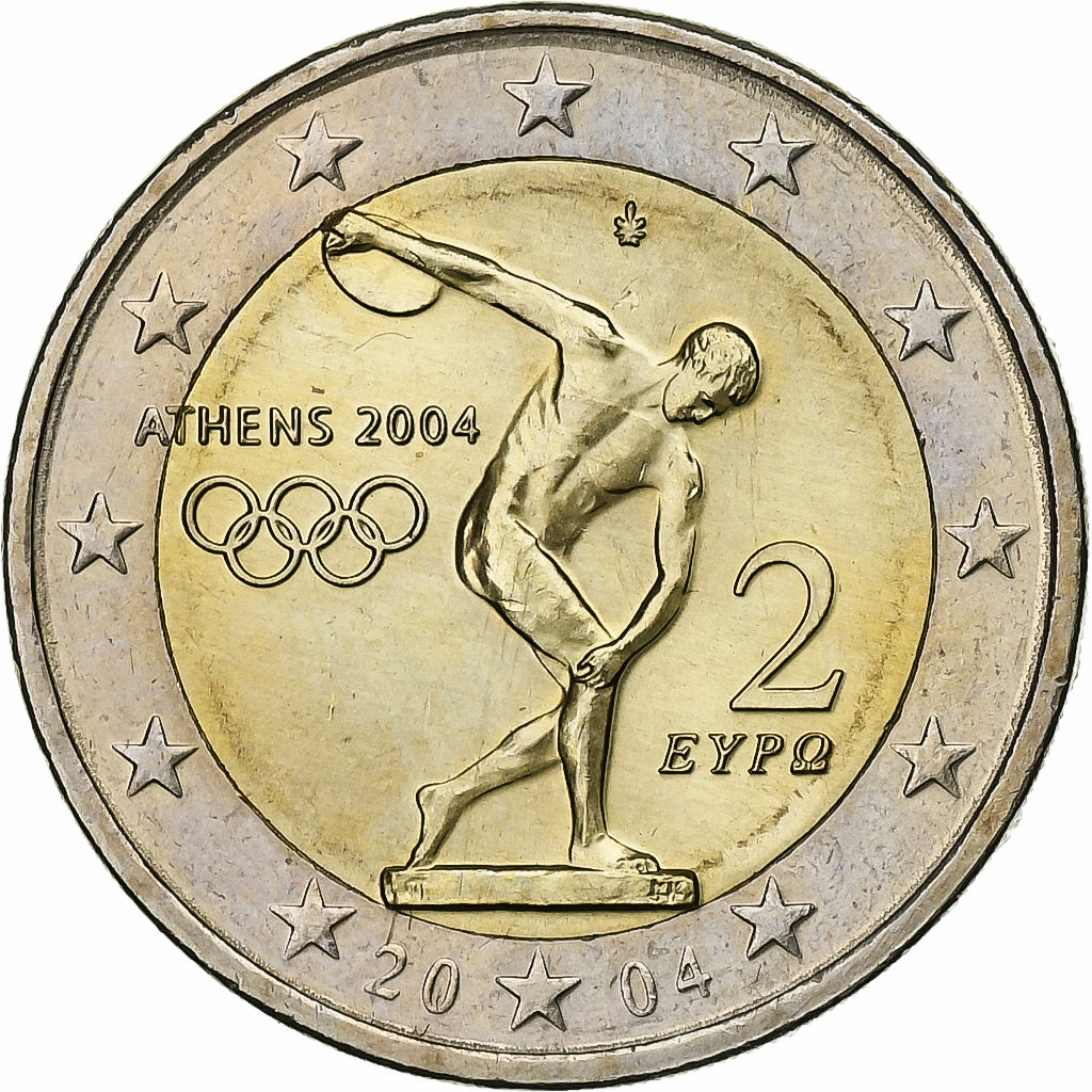 Greece, 2 Euro, 2004, Athens, Bi-Metallic, MS(63), KM:188