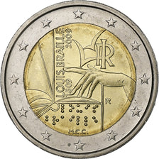 Italy, 2 Euro, LOUIS BRAILLE., 2009, Rome, Bi-Metallic, MS(63), KM:310