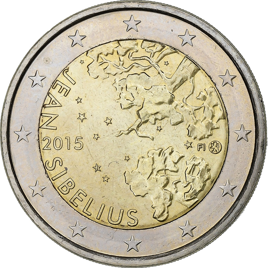 Finlandia, 2 Euro, Jean Sibelius, 2015, SC, Bimetálico