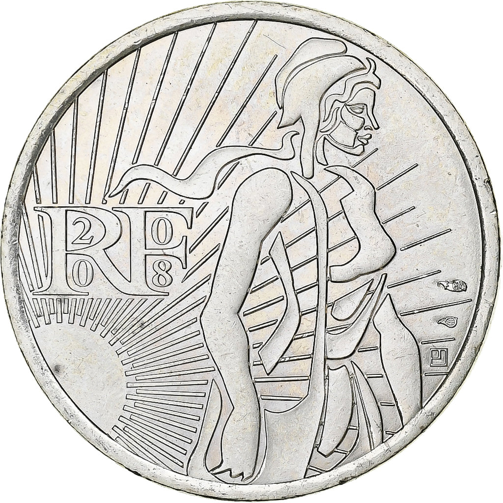 Francja, 5 Euro, Semeuse, 2008, Srebro, MS(63), KM:1534