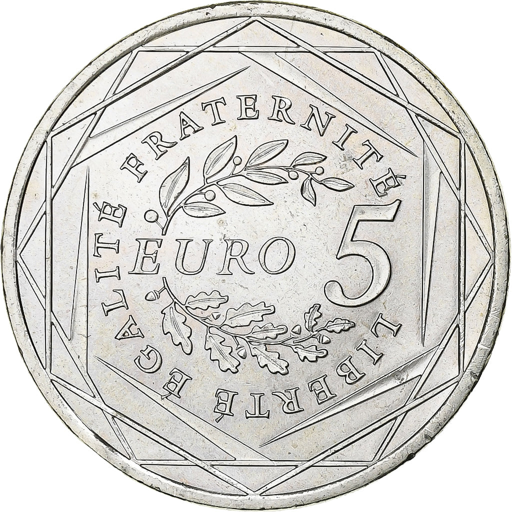 Francja, 5 Euro, Semeuse, 2008, Srebro, MS(63), KM:1534