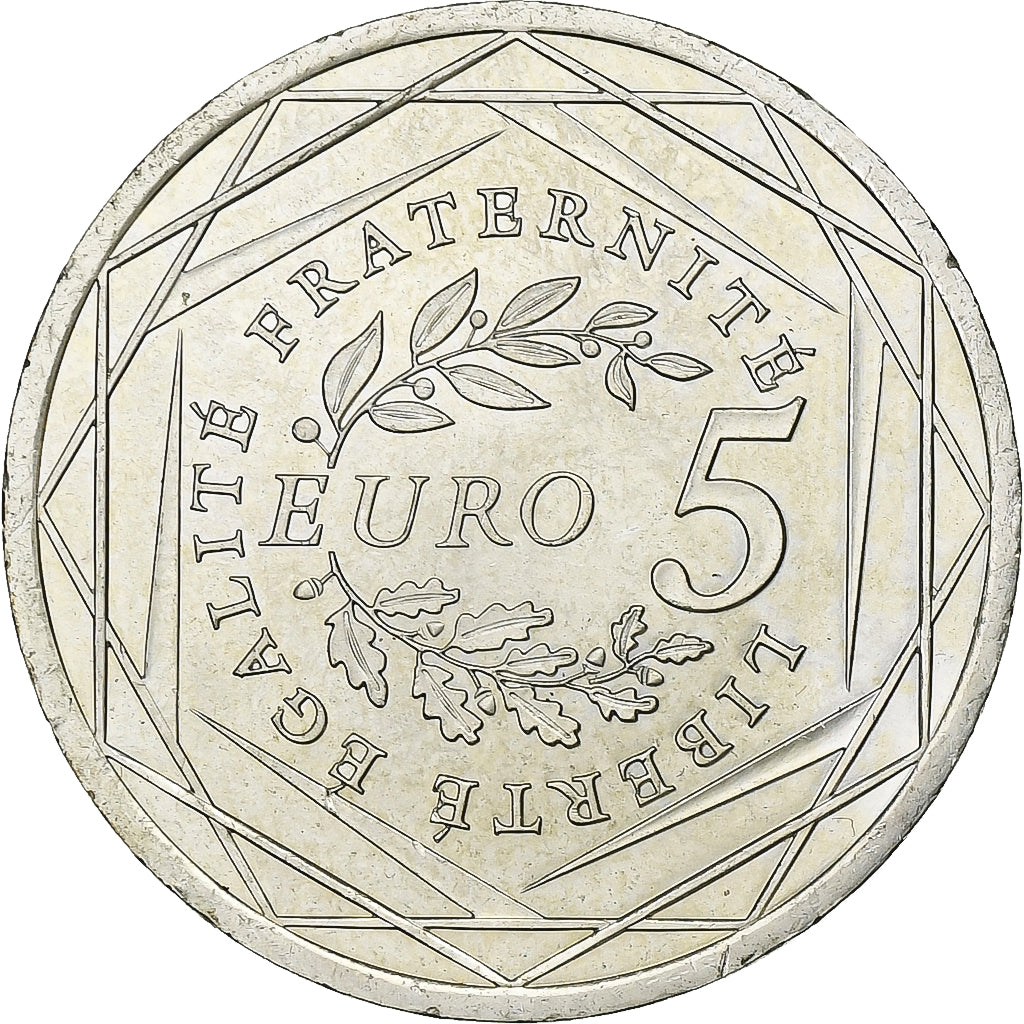 Francja, 5 Euro, Semeuse, 2008, Srebro, MS(63), KM:1534