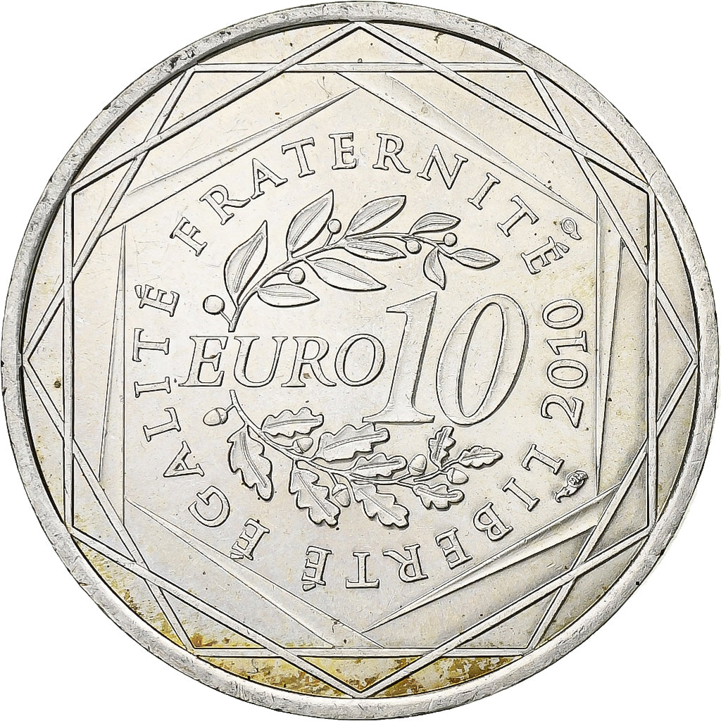 França, 10 Euro, 2010, Paris, Prata, MS(63), Gadoury:EU399, KM:1664