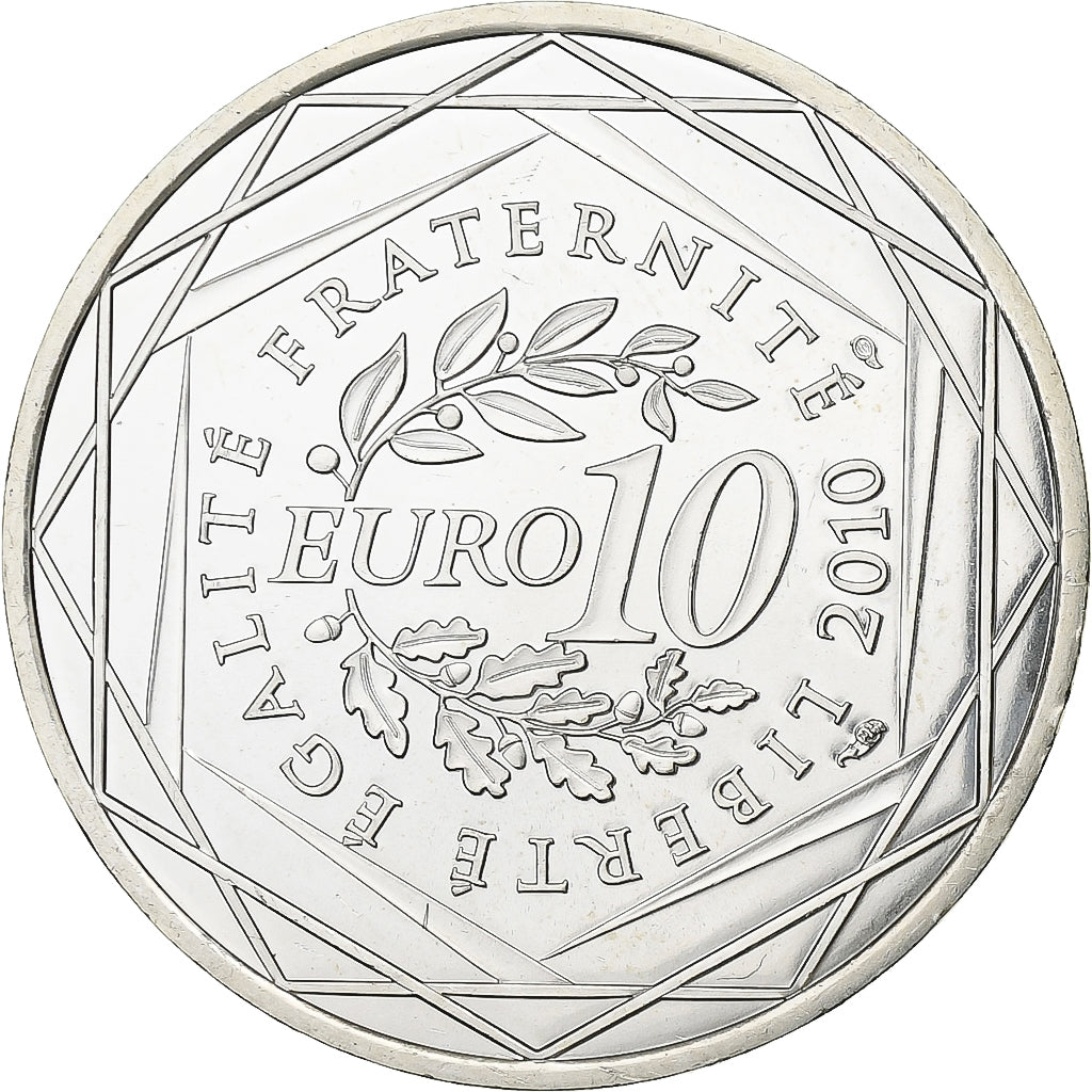 Francja, 10 Euro, 2010, Srebro, MS(64)