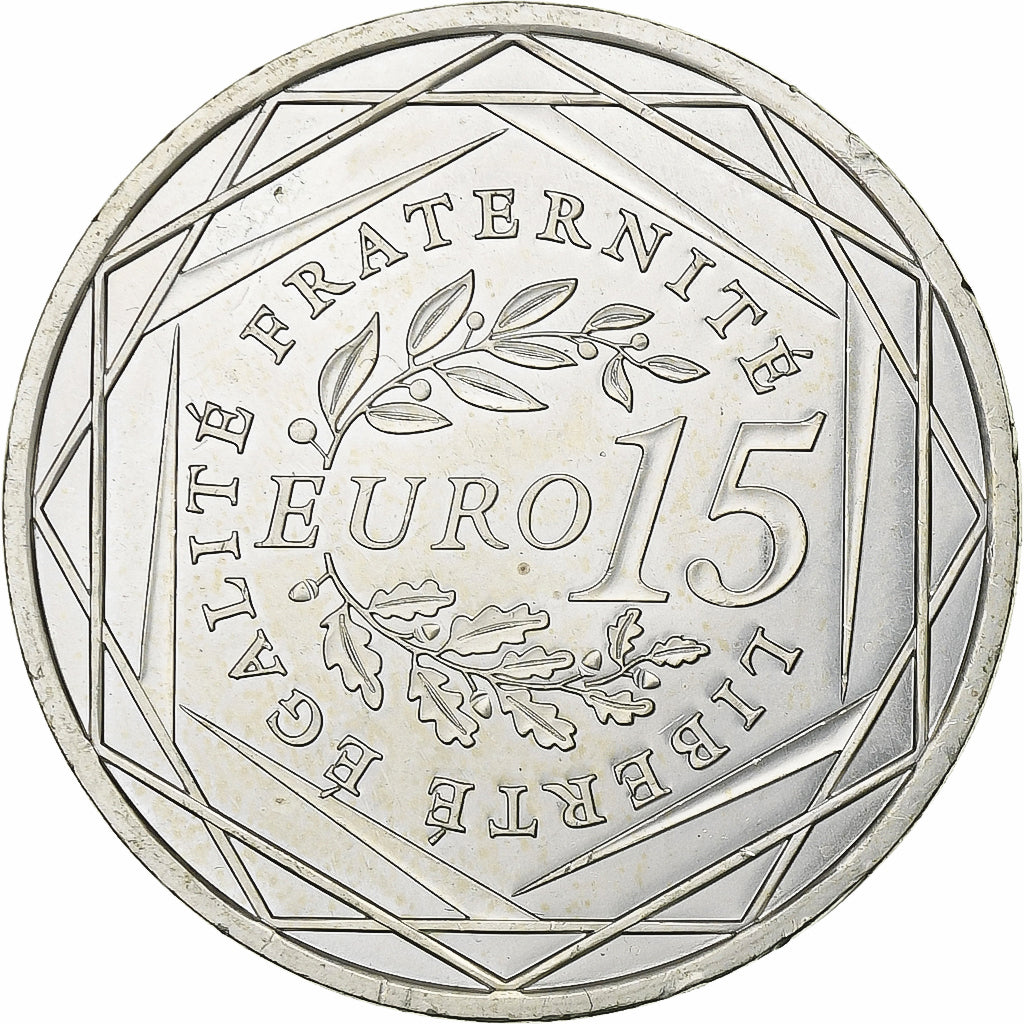 France, 15 Euro, Semeuse, 2008, Silver, MS(63), Gadoury:2, KM:1535
