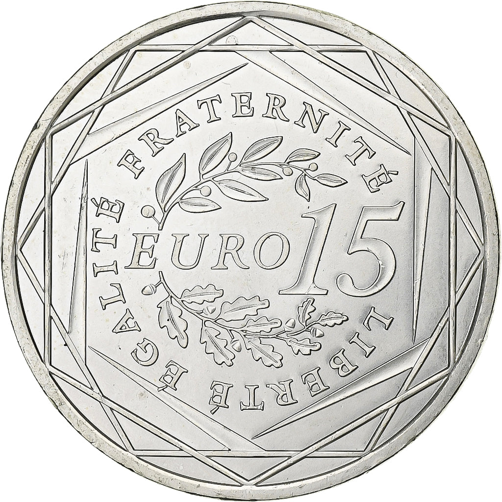 France, 15 Euro, Semeuse, 2008, Silver, MS(63), Gadoury:2, KM:1535