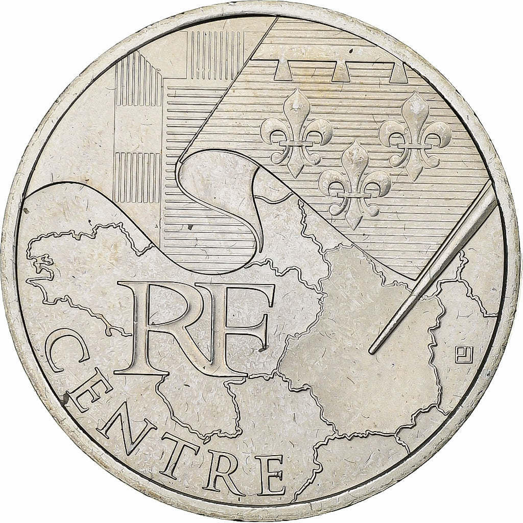Francja, 10 Euro, Euros des régions, Centre, 2010, Paris, Srebro, MS(65-70)