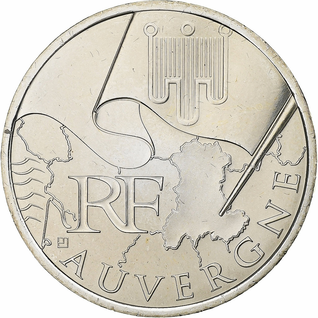 Francja, 10 Euro, Euros des régions, Auvergne, 2010, Paris, Srebro, MS(65-70)