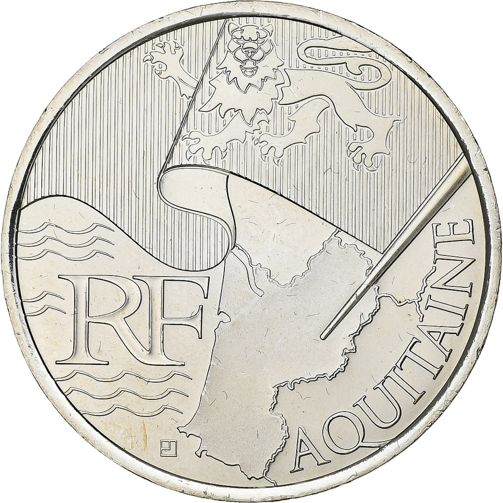 Frankreich, 10 Euro, Euros des régions, Aquitaine, 2010, Paris, Silber, STGL