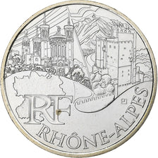 France, 10 Euro, Euros des régions, Rhône-Alpes, 2011, Argent, FDC