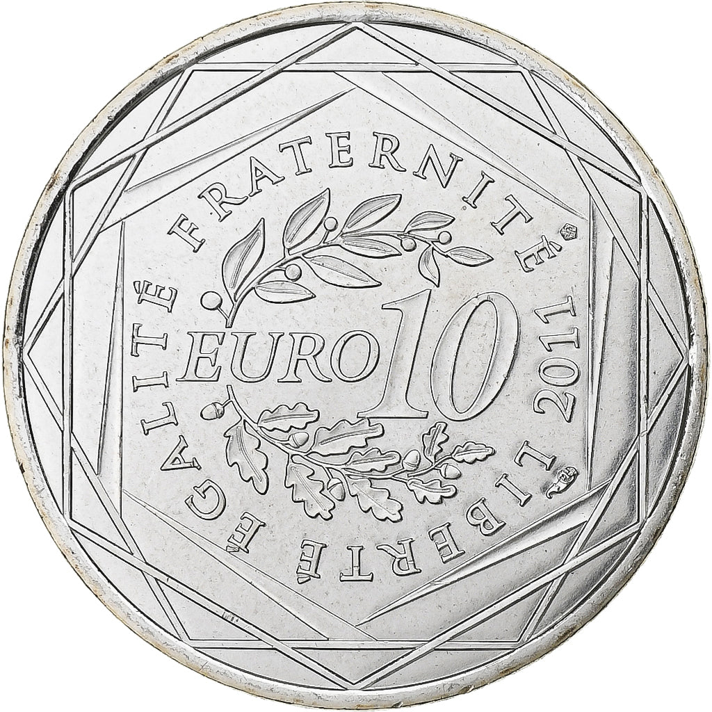 France, 10 Euro, Euros des régions, Bourgogne, 2011, Paris, Silver, MS(65-70)