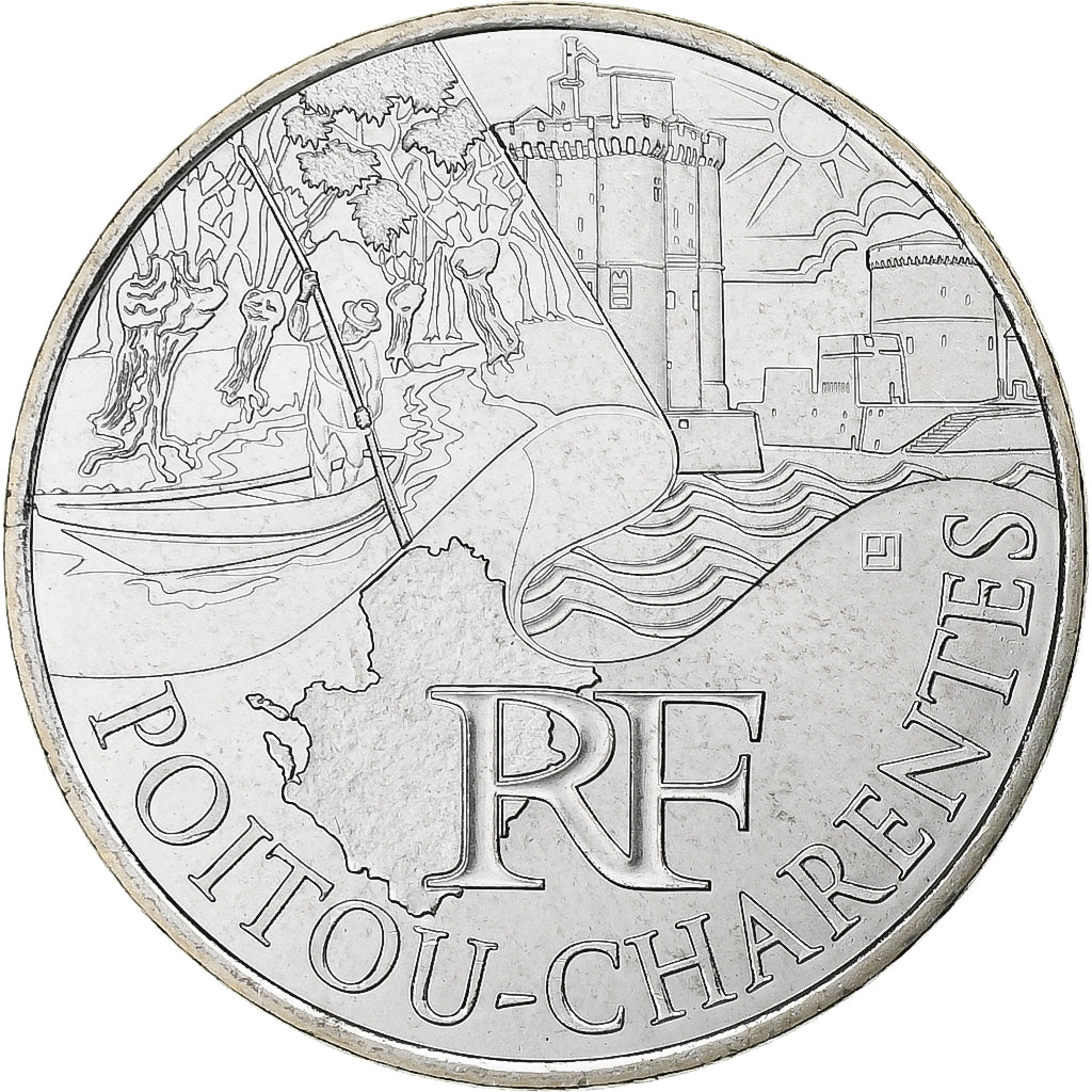Francja, 10 Euro, Euros des régions, Poitou-Charente, 2011, Paris, Srebro