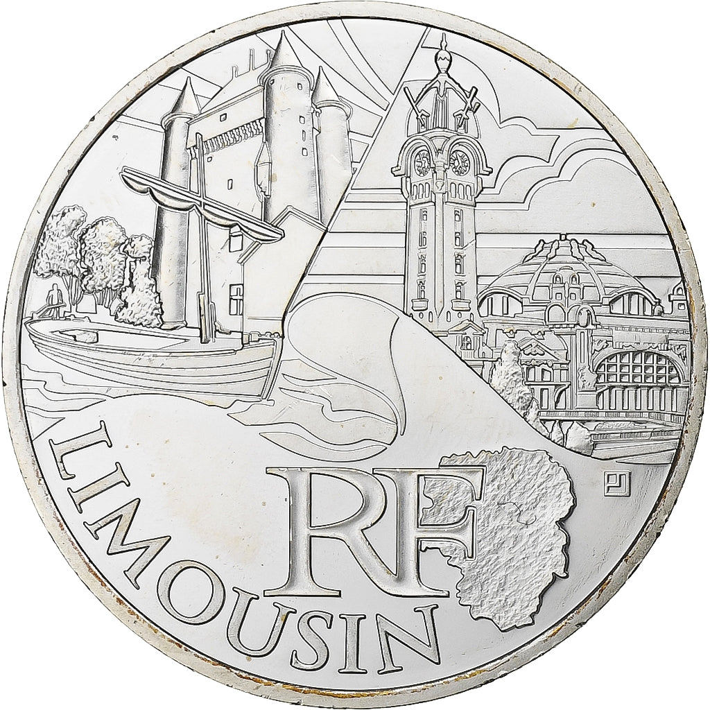 France, 10 Euro, Euros des régions, Limousin, 2011, Paris, Silver, MS(65-70)
