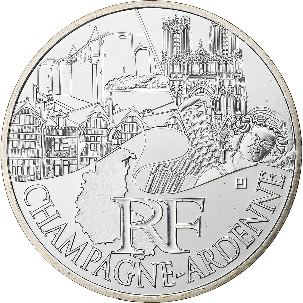 France, 10 Euro, Euros des régions, Champagne-Ardenne, 2011, Silver, MS(65-70)