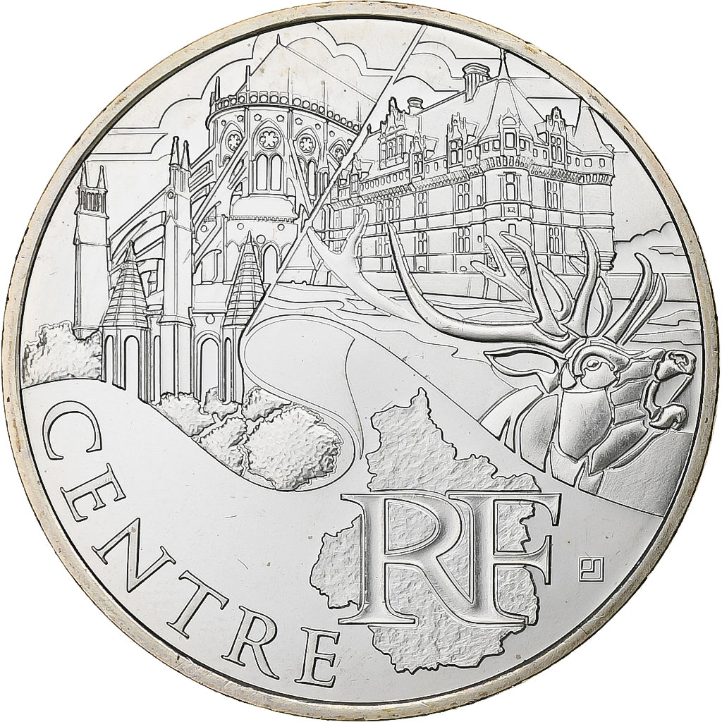France, 10 Euro, Euros des régions, Centre, 2011, Paris, Silver, MS(65-70)