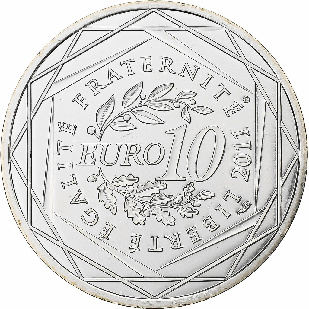 France, 10 Euro, Euros des régions, Centre, 2011, Paris, Silver, MS(65-70)