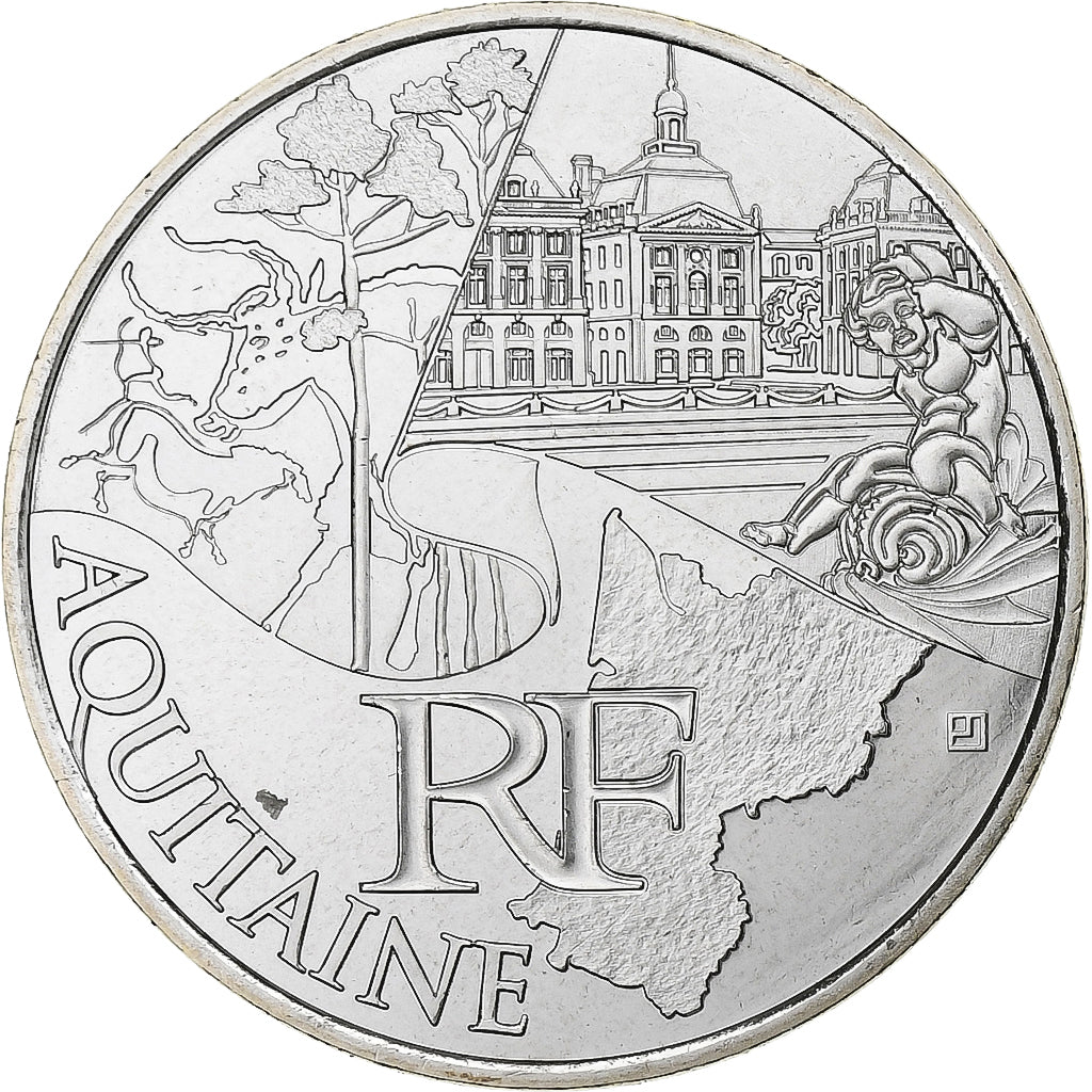 France, 10 Euro, Euros des régions, Aquitaine, 2011, Paris, Silver, MS(65-70)