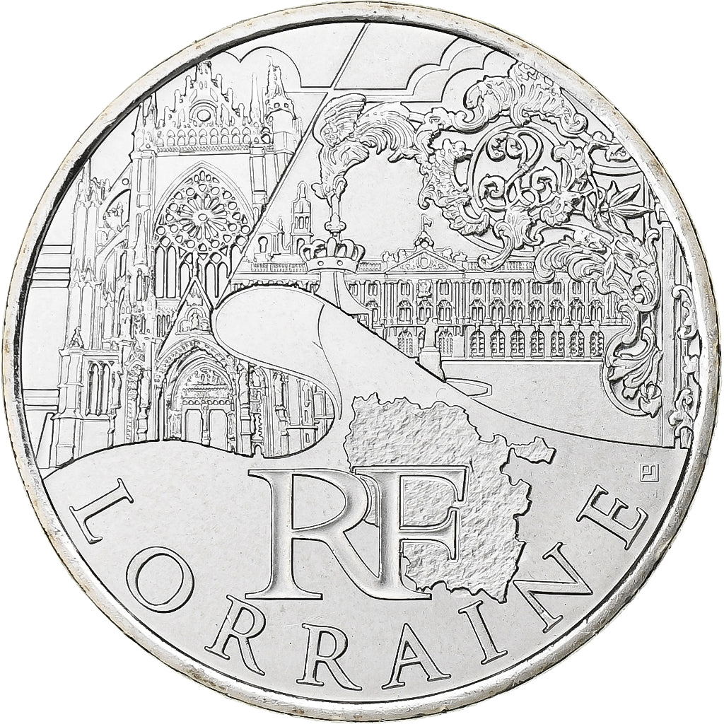 Francja, 10 Euro, Euros des régions, Lorraine, 2011, Paris, Srebro, MS(65-70)