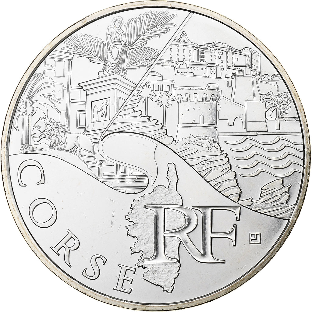 France, 10 Euro, Euros des régions, Corse, 2011, Paris, Silver, MS(65-70)