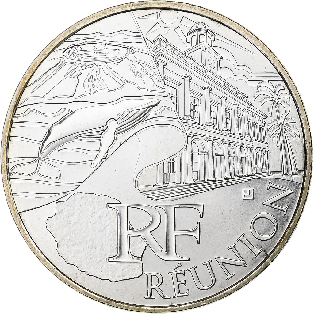 France, 10 Euro, 2011, Paris, Réunion, MS(65-70), Silver, KM:1750