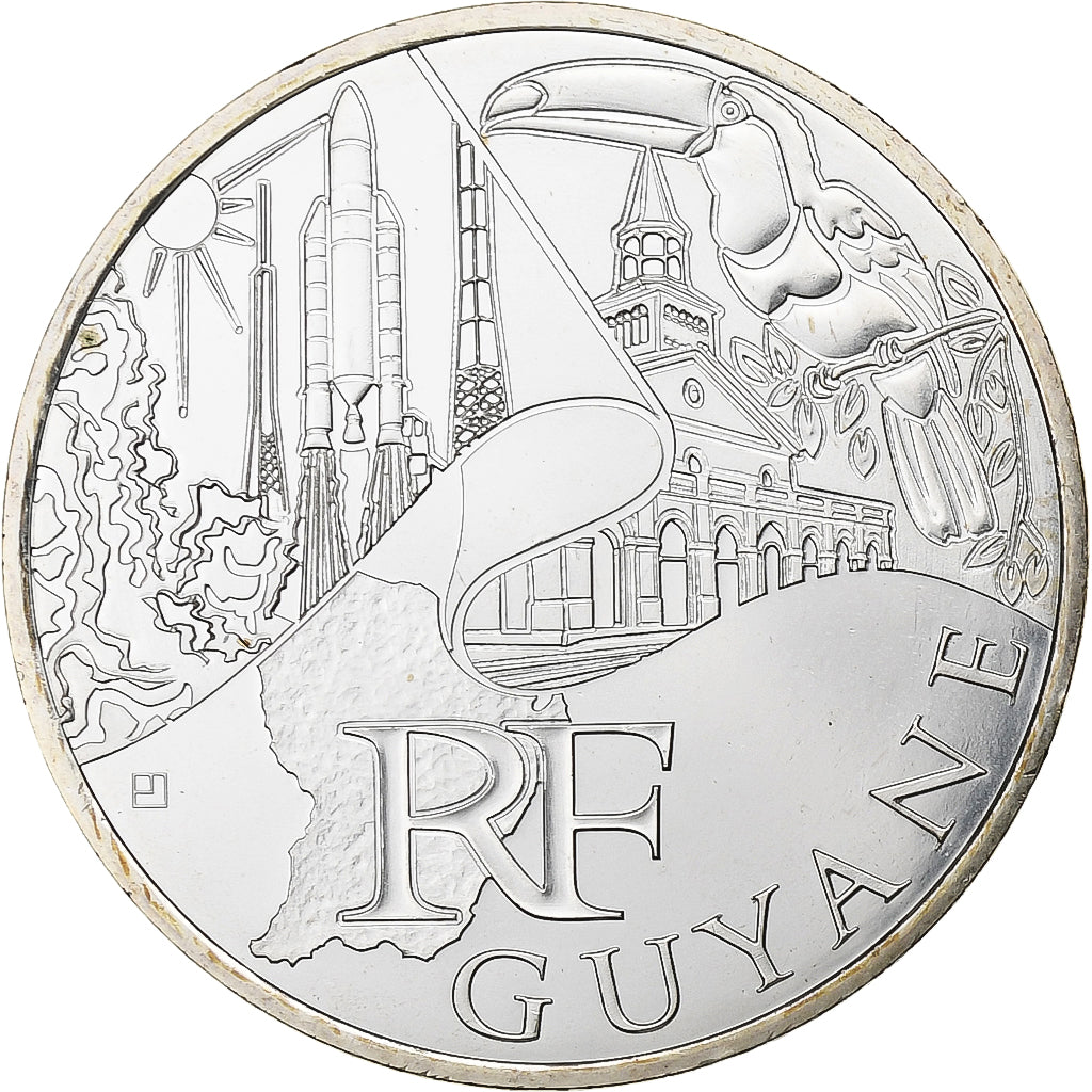 France, 10 Euro, Euros des régions, Guyane, 2011, Paris, Silver, MS(65-70)