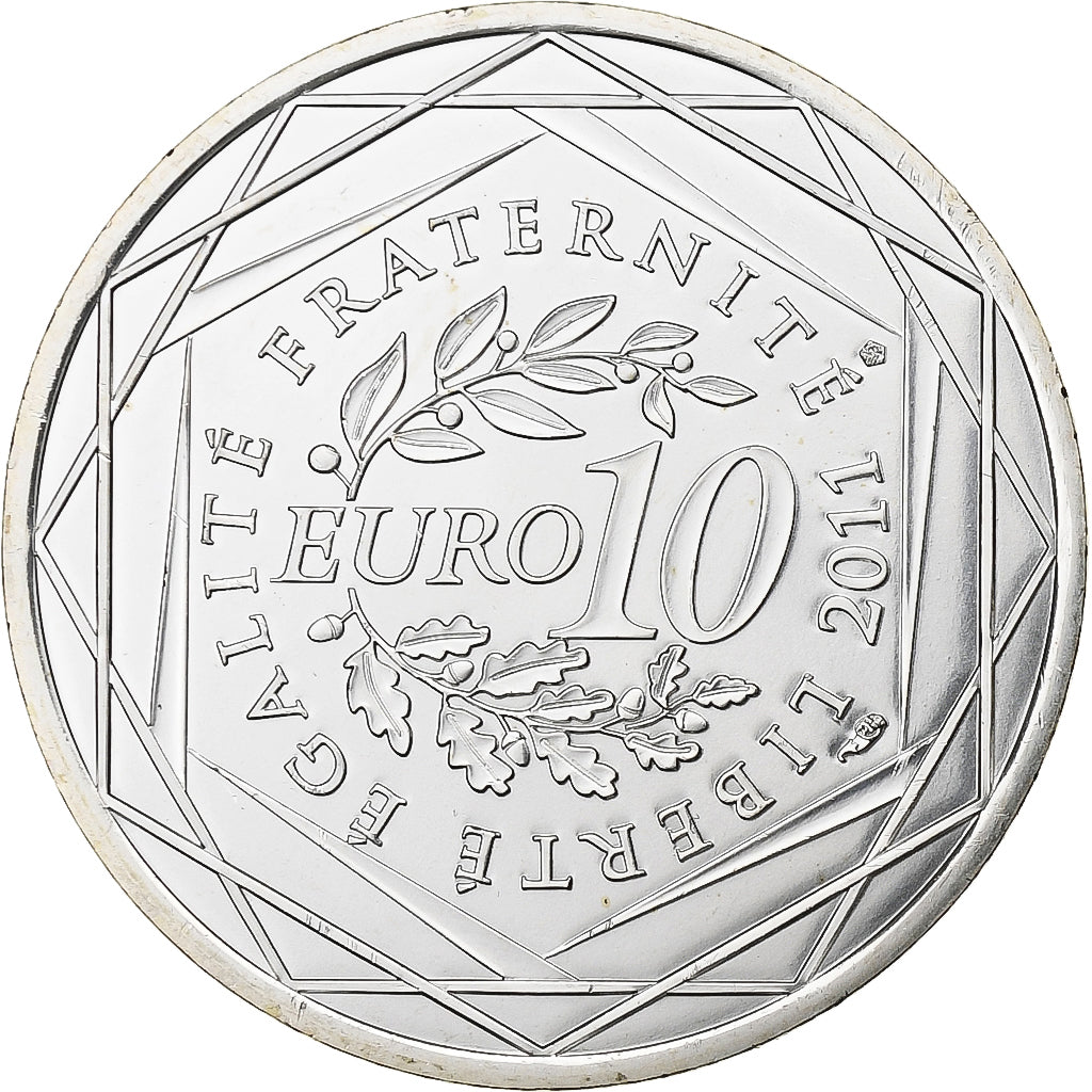 France, 10 Euro, Euros des régions, Guyane, 2011, Paris, Silver, MS(65-70)