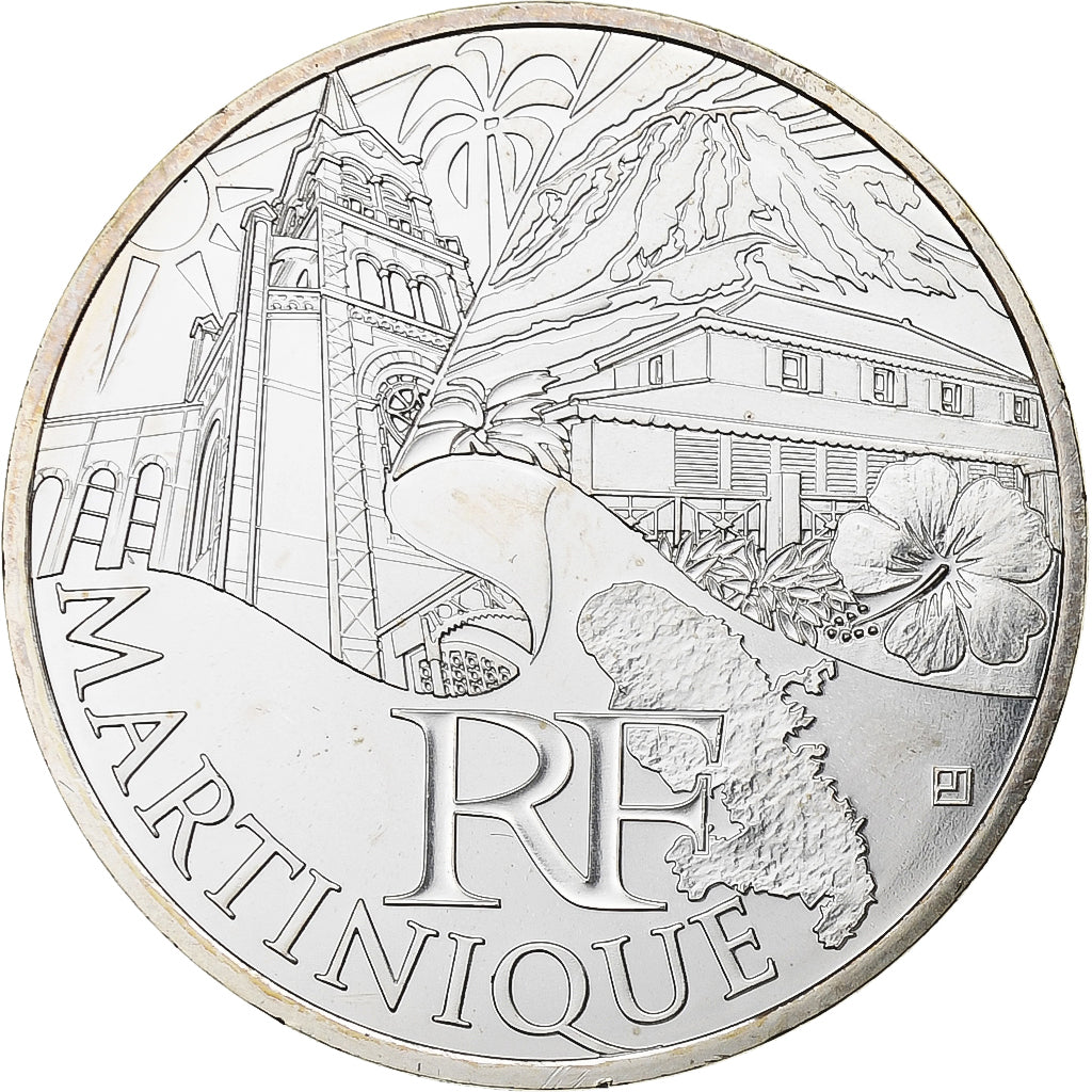 France, 10 Euro, Euros des régions, Martinique, 2011, Paris, Silver, MS(65-70)