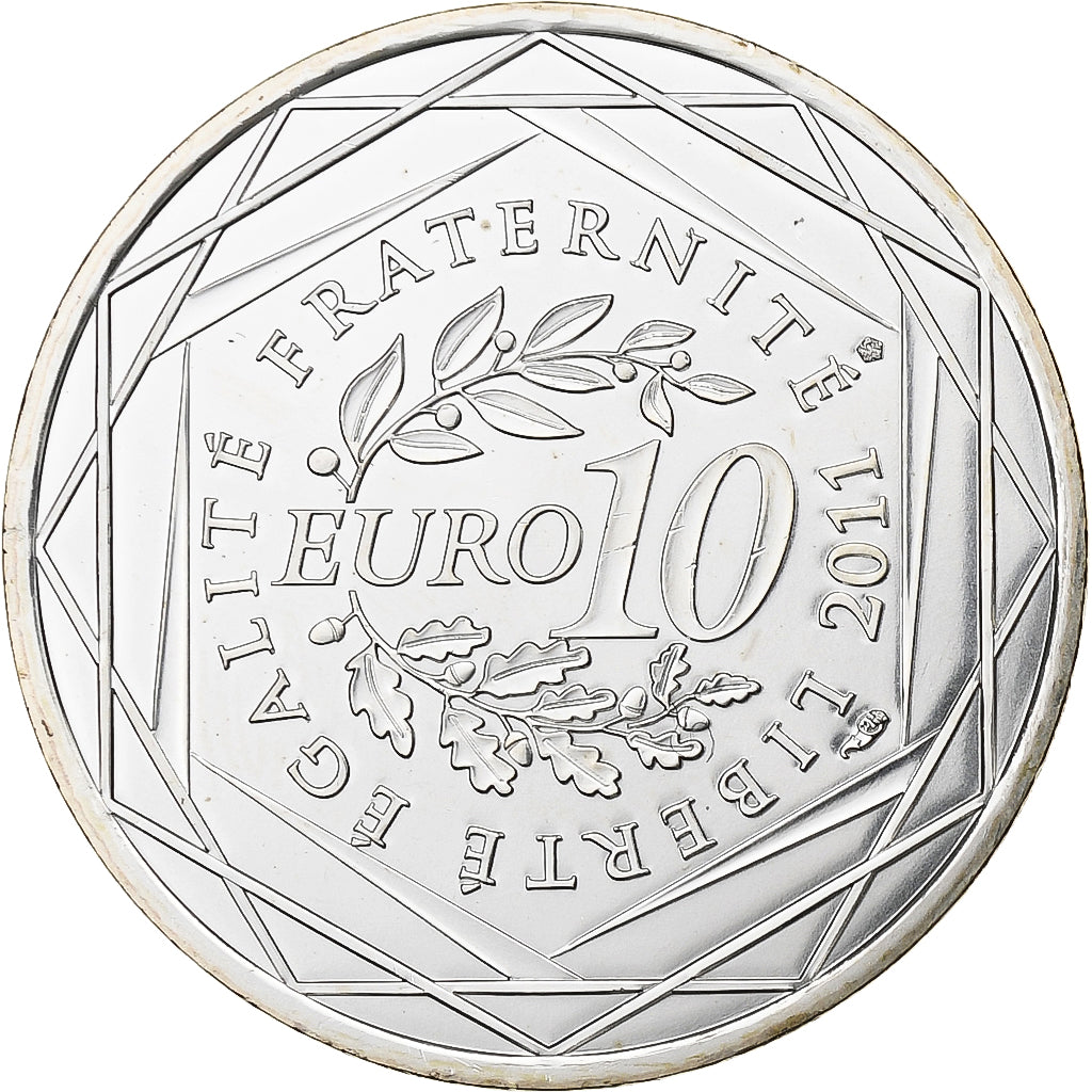 França, 10 Euro, Euros des régions, Guadeloupe, 2011, Paris, Prata, MS(65-70)