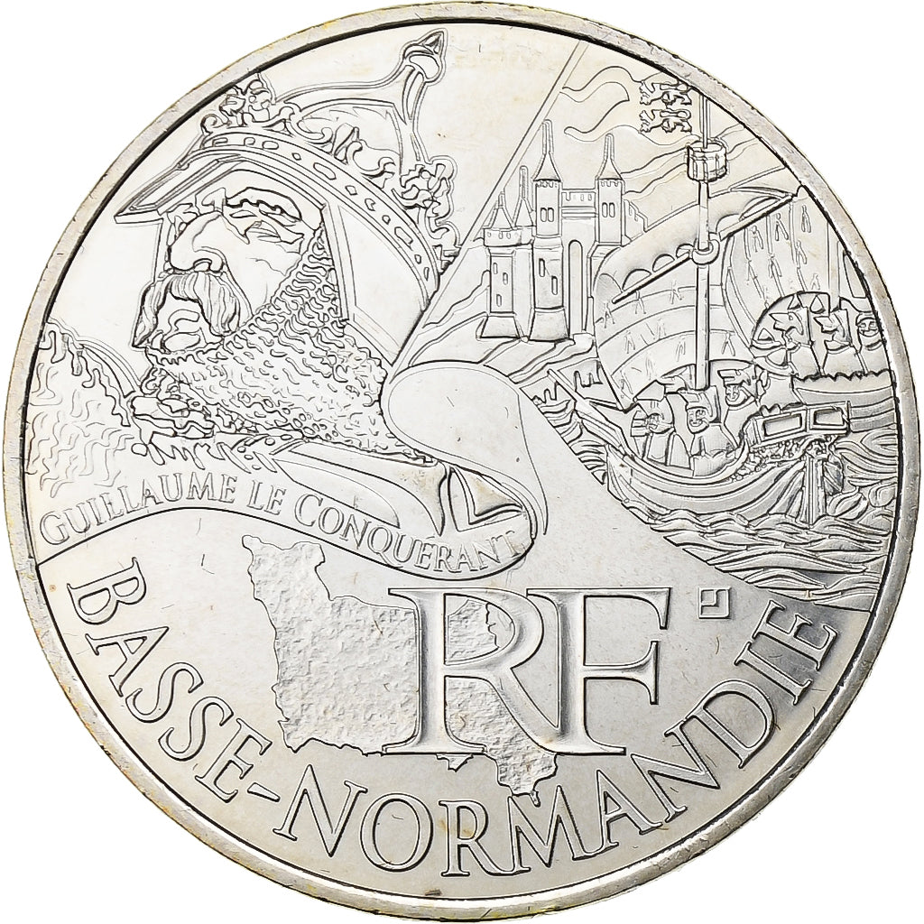 France, 10 Euro, Euros des régions, Basse-Normandie, 2012, Silver, MS(65-70)