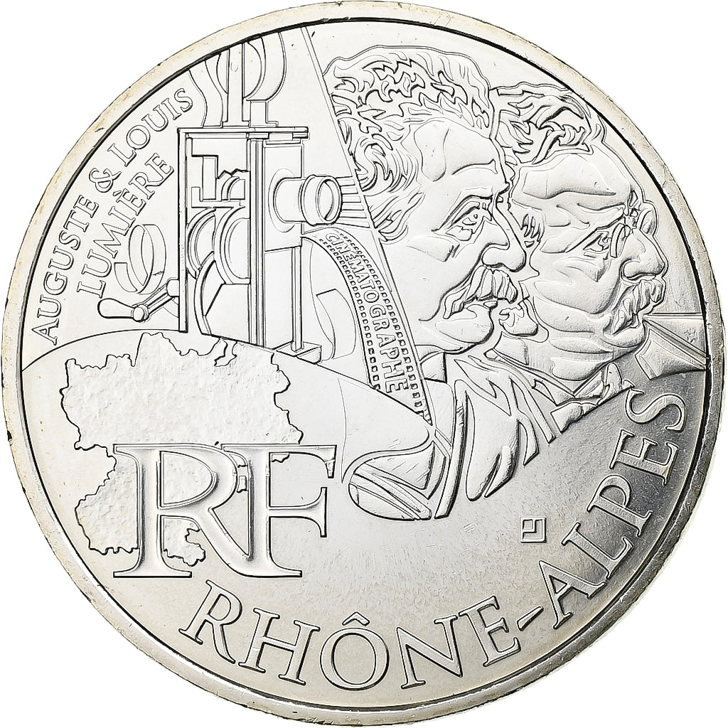 France, 10 Euro, Euros des régions, Rhône-Alpes, 2012, Silver, MS(65-70)