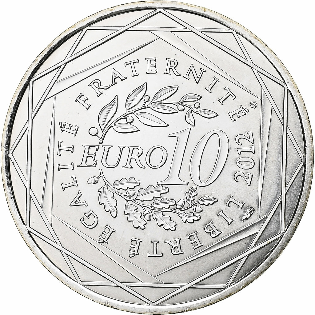 France, 10 Euro, Euros des régions, Rhône-Alpes, 2012, Silver, MS(65-70)