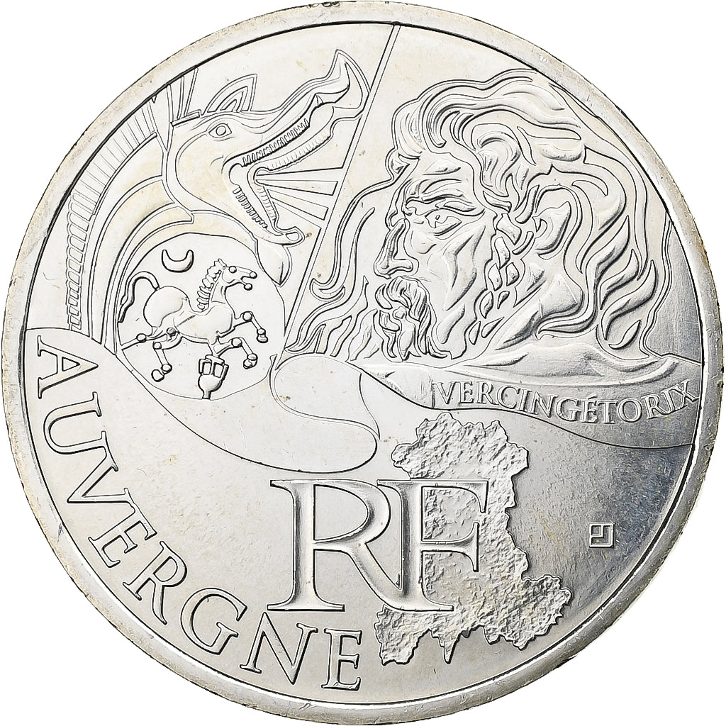 France, 10 Euro, Euros des régions, Auvergne, 2012, Paris, Silver, MS(65-70)