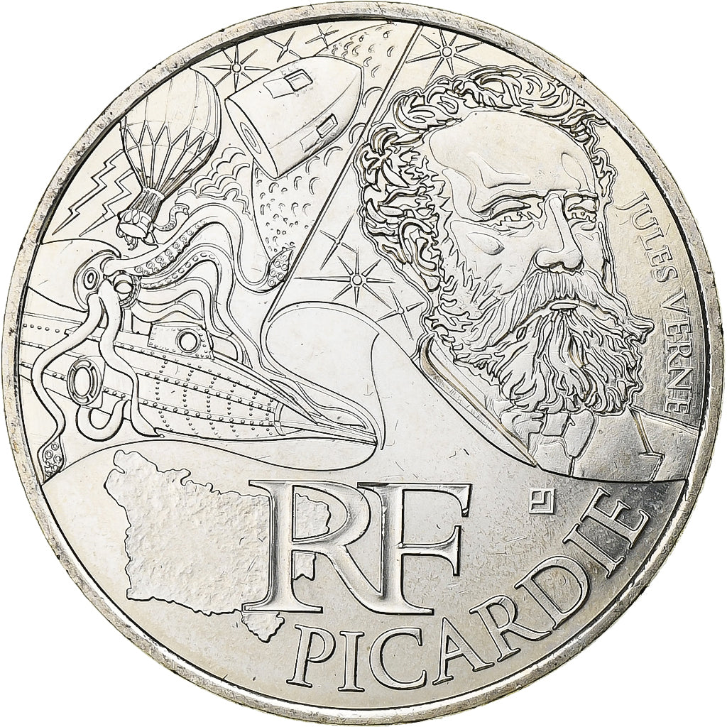 France, 10 Euro, Euros des régions, Picardie, 2012, Paris, Silver, MS(65-70)