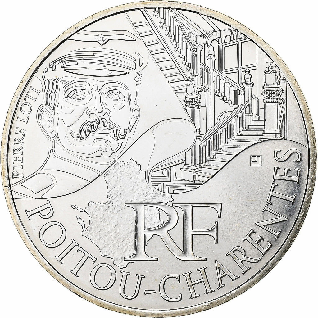 France, 10 Euro, Euros des régions, Poitou-Charente, 2012, Silver, MS(65-70)