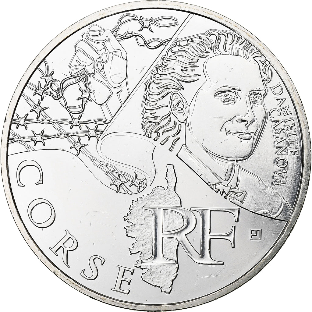 France, 10 Euro, Euros des régions, Corse, 2012, Paris, Silver, MS(65-70)