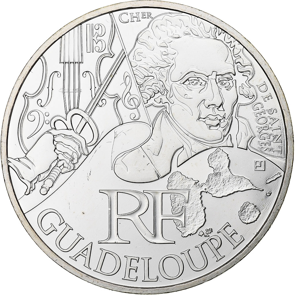 Francia, 10 Euro, Euros des régions, Guadeloupe, 2012, Plata, FDC