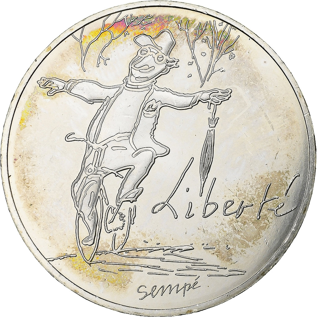 France, 10 Euro, Sempé - Automne - Liberté, 2014, Paris, Silver, MS(63)