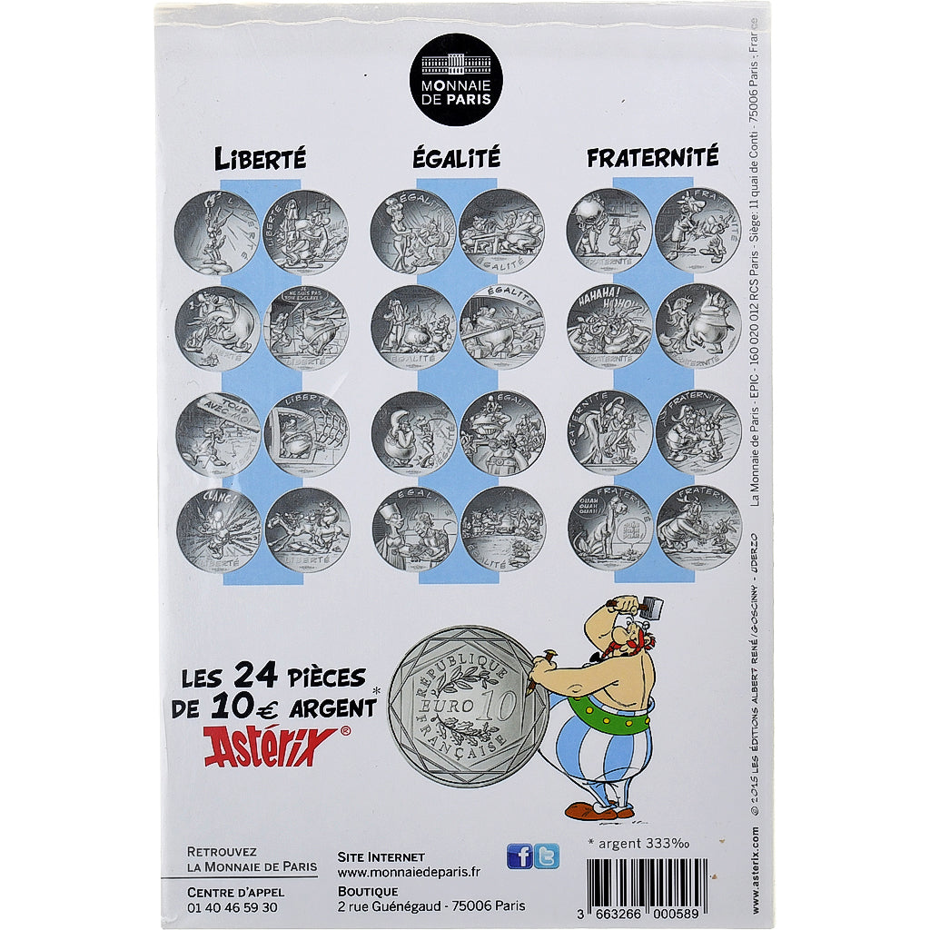 France, 10 Euro, Astérix - Liberté, à cheval, 2015, Paris, Silver, MS(65-70)