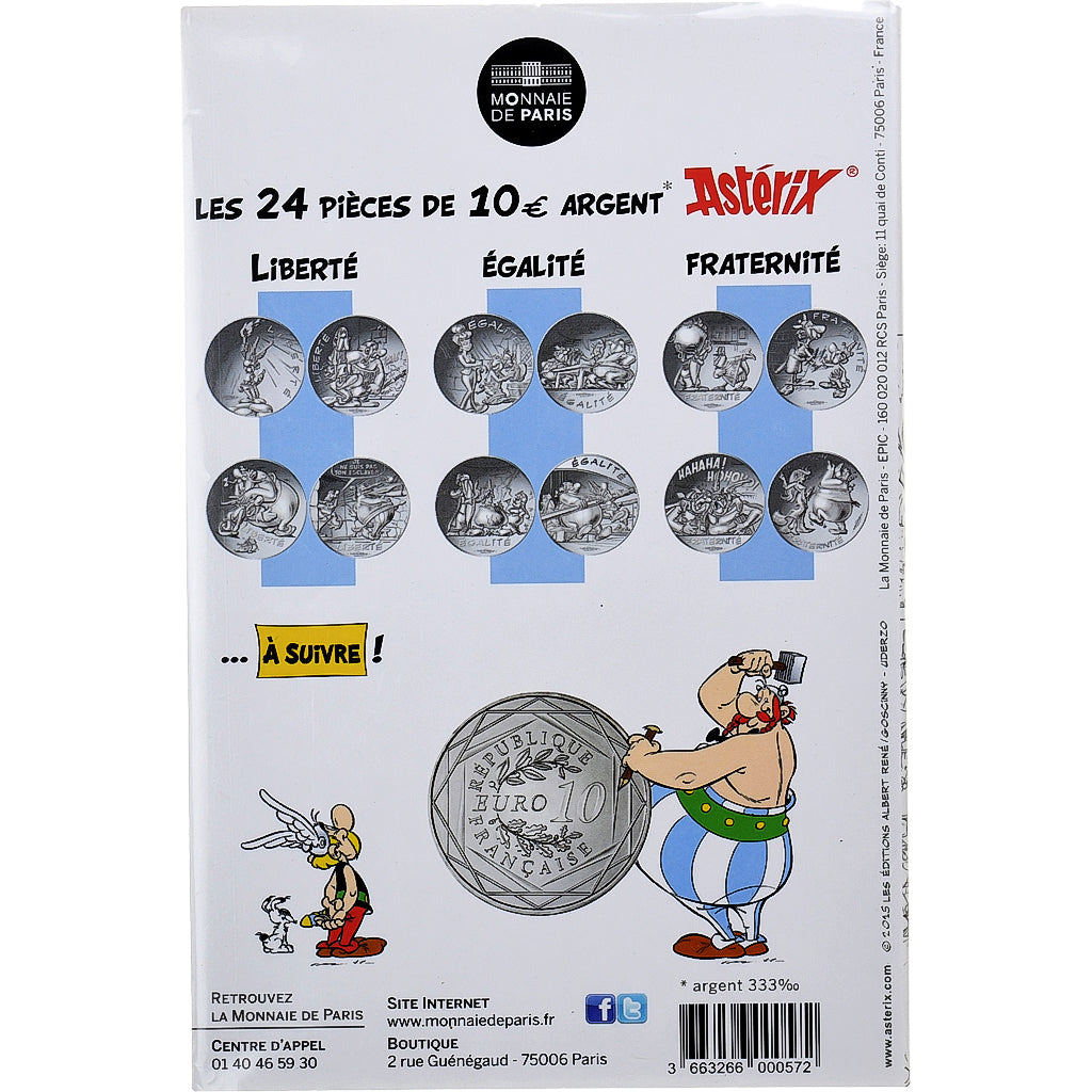 Francia, 10 Euro, Monnaie de Paris, Astérix Égalité (Cadeau de César), 2015