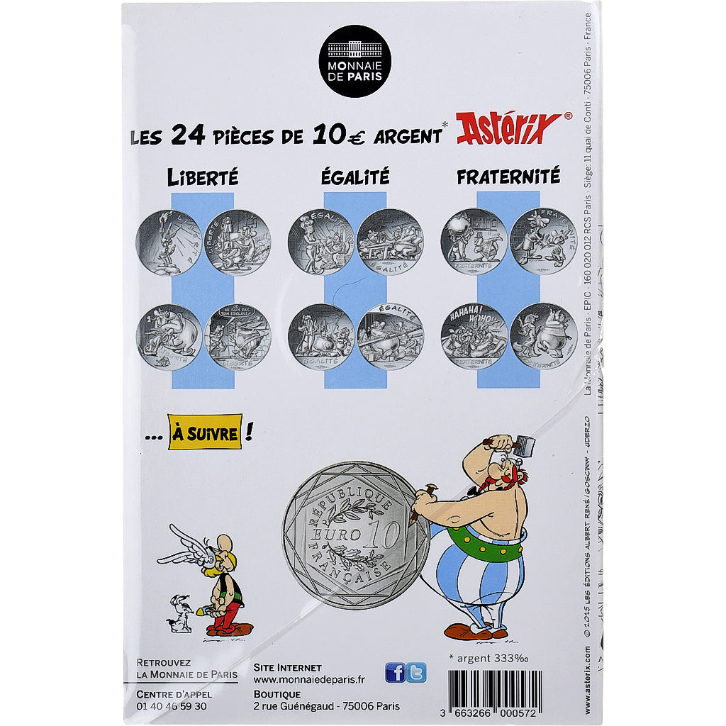 France, 10 Euro, Monnaie de Paris, Astérix Égalité (Le devin), 2015, Paris