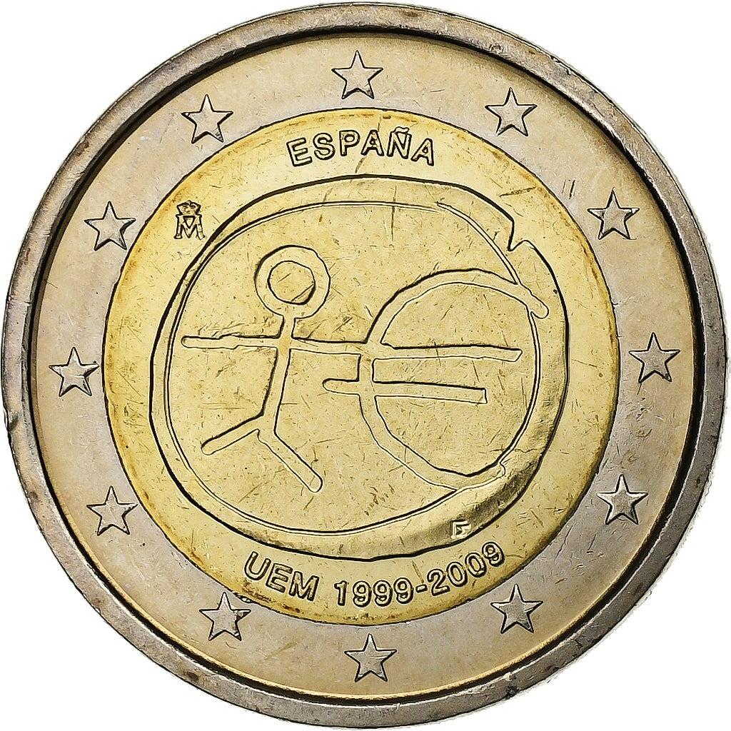 Spanien, Juan Carlos I, 2 Euro, UEM, 2009, Madrid, Bi-Metallic, STGL, KM:1142.1