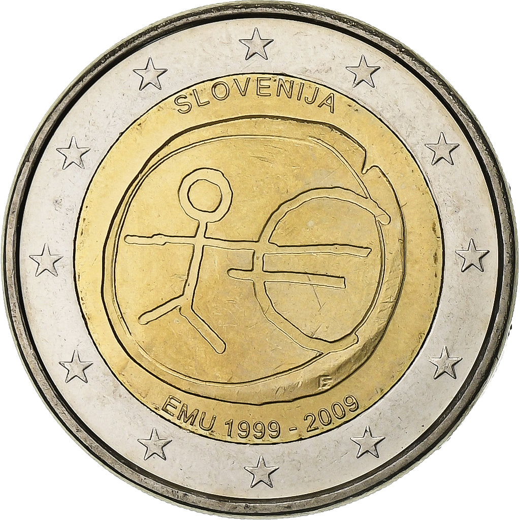 Slovénie, 2 Euro, Slovenie, European Monetary Union, 10th Anniversary, 2009