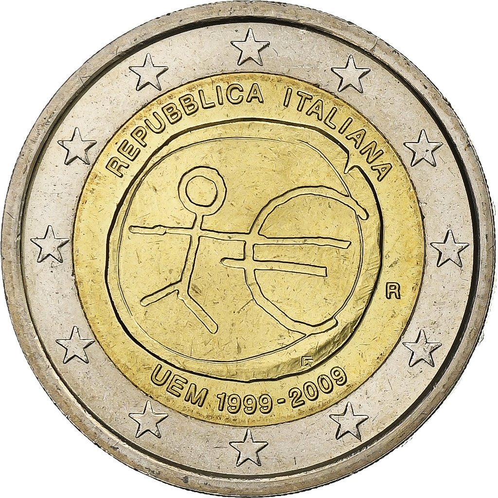 Włochy, 2 Euro, UEM, European Monetary Union, 10th Anniversary, 2009, Rome