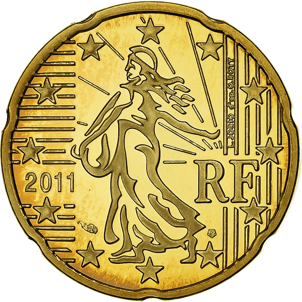 France, 20 Euro Cent, 2011, Paris, Brass, UNC, KM:1411