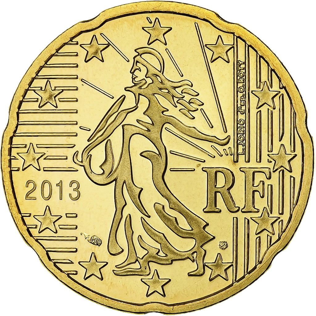 France, 20 Euro Cent, 2013, Paris, Brass, UNC, KM:1411